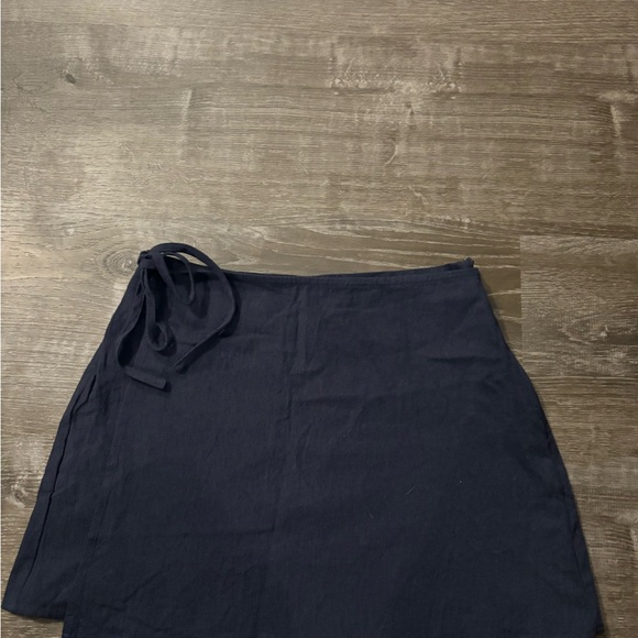 Cider Navy Asymmetrical Wrap Skirt - Picture 2 of 5